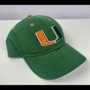 University Miami Hurricanes New Era Fitted Baseball Hat Medium Large Green Faded
